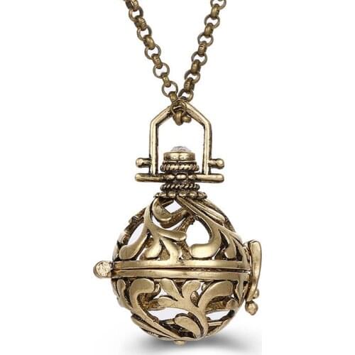 Mexico Style Music Ball Caller 4 Colors Pendant Vintage Pregnancy Aroma Necklace Essential Oil Diffuser Lockets Copper Jewelry