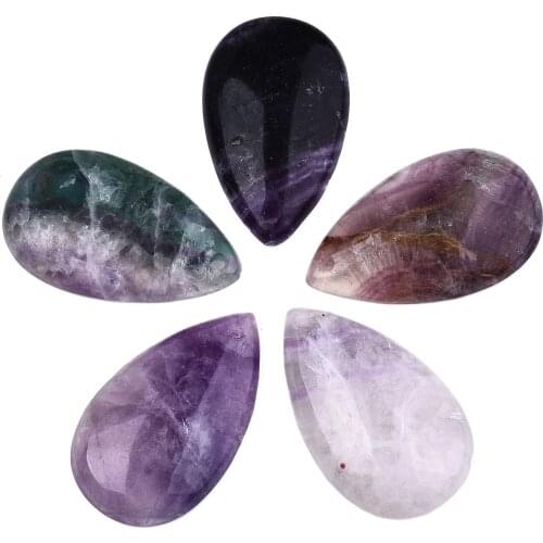 10pcs Natural Fluorite Drop Pendants jewelry making DIY 44.5x27x7mm, Hole: 2mm F80