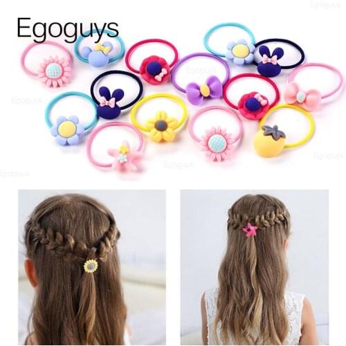 Kids Rubber Band Children Cartoon Hair Ring Baby Hair Clips Bow-tie Headwear Girls Elastic Rope Sweet Cute Fruit Flower Headband