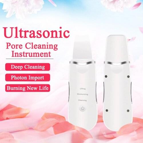 Professional Ultrasonic Facial Skin Scrubber Ion Deep Face Cleaning Peeling Rechargeable Skin Care Device Beauty Instrument