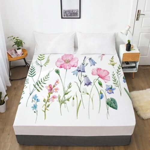 Fitted Sheets With Elastic Band Mattress Cover 3D HD Printed Bedsheet Bed Sheet Linens 160X200/90x200CM Bedding Simple Flowers