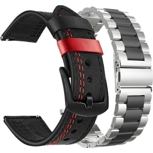 18MM 20MM 22MM Strap For Ticwatch Pro 2020/Pro 3 GPS/E2/S2 Smart Watch Band Leather Straps For TicWatch E Tic Watch 2 C2 Correa