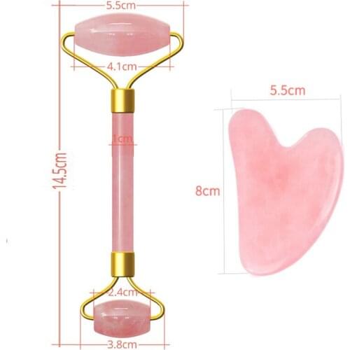 Pink Quartz Facial Relaxation Slimming Tool/rose quartz Roller Massager For Face jade massage stone Double Head Massage Roller