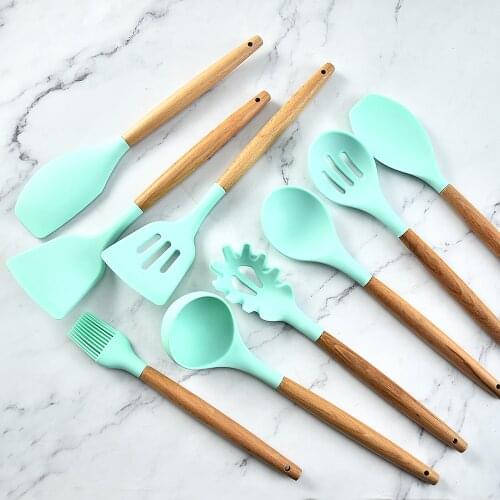 Silicone Kitchenware Cooking Utensils Set Heat Resistant Kitchen Non-Stick Cooking Utensils Baking Tools With Storage Holder