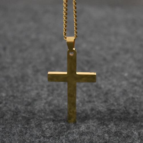Titanium Cross Christian Jesus Necklace Stainless Steel Gold Black Silver Color Prayer Choker Cross Pendants Men Jewelry