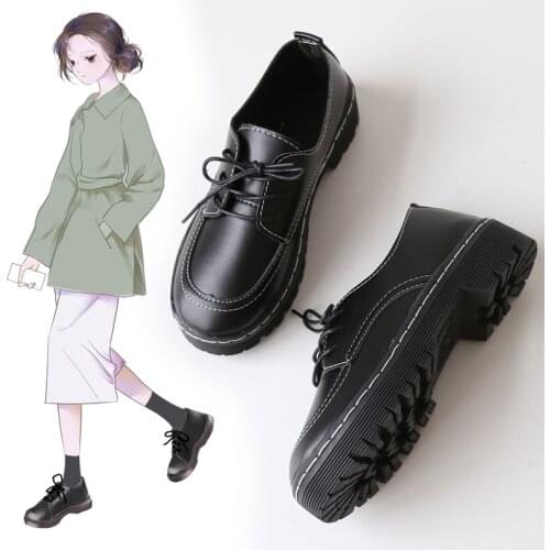 British style black chic jk uniform shoes female ins tide Japanese female jk shoes Korean version of the spring flat student