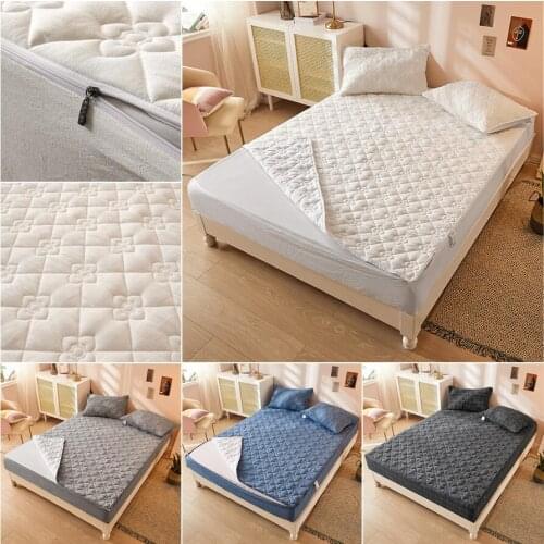 Thicken Cotton Quilted Mattress Cover With Zipper Bed Cover Soft King Queen Quilted Bed Fitted Sheet 90x200/140x200 Customizable