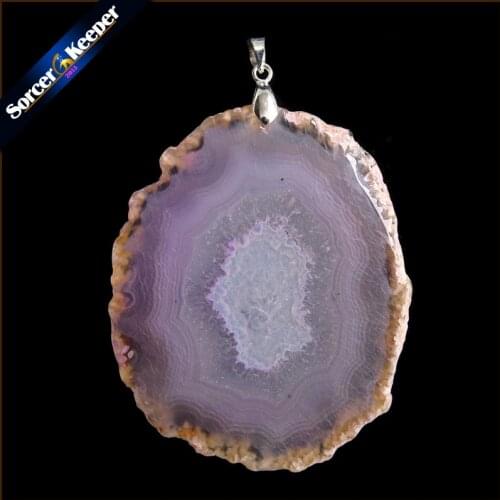 High Quality Natural Crystal Cluster Gem Stone Jewelry Polished Faceted Agates Slice Beads Pendant Necklace for Women AA074