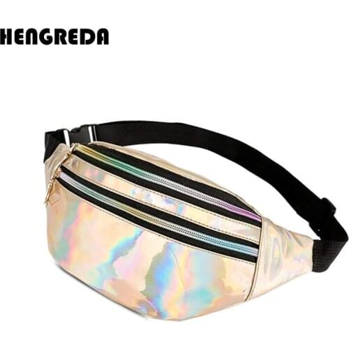 Women Holographic Fanny Pack 2018 Laser Waist Bags Fashion Travel Shining Belt Bag Party Metallic Rave Bum Bag Purse