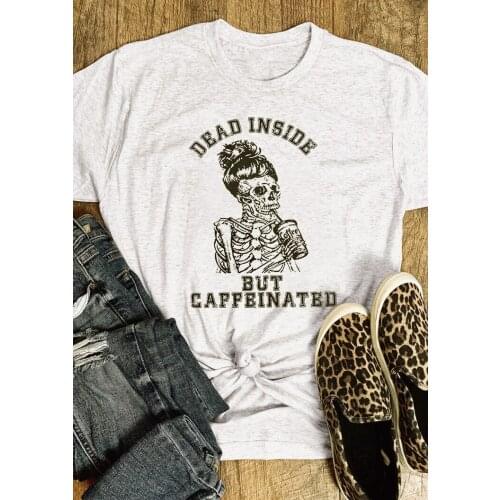 Gothic skeleton Dead Inside t-shirt funny Fashion 100% Cotton unisex women grunge tumblr casual camisetas graphic tee top tshirt