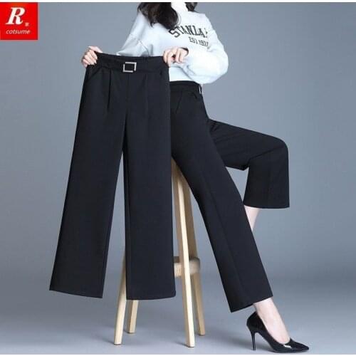 Women Pants Summer Womens Cropped Pants 2021 High Waist Straight-Leg Pants Pantalones De Mujer