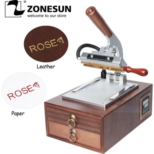 ZONESUN Bags Logo Leather Heat Press Simulator Plastic Wood Paper Card Digital Hot Foil Stamping Machine For Brass Letter Set