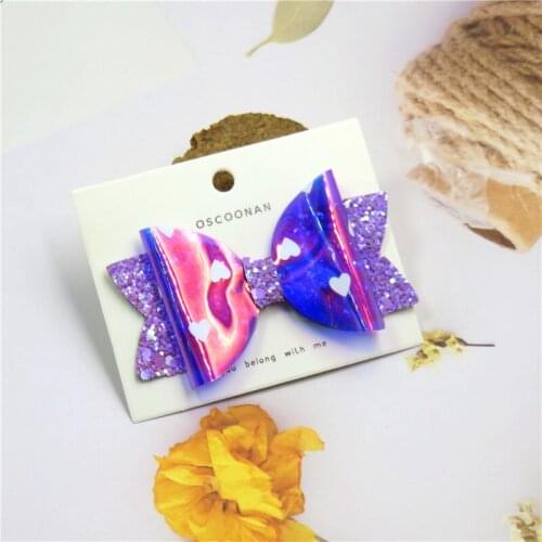 1PCS Lovely Purple LOVE Bow Select Elastic Bands For Baby Barrette Girls Novelty Hairpin Clips Scrunchy Kids Hair Accessories