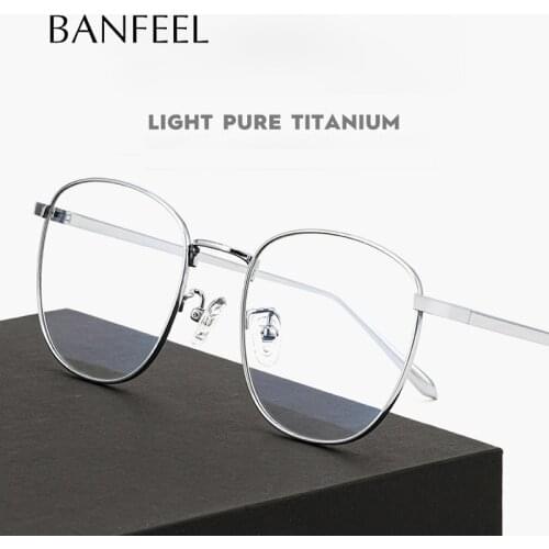 100% Pure Titanium Glasses Frame Men Retro Square Myopia Optical Prescription Eyeglass Frames 2022 Super Light Women Eyewear