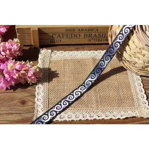 15mm wide 24yards Polyester folk swirls style Woven Jacquard Ribbon