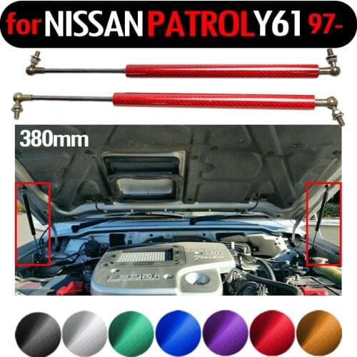 2pcs Bonnet Hood Gas Struts Shock Spring Lift Supports for Nissan Patrol Y61 GU GR Ute Wagon 1997- 2013 380mm