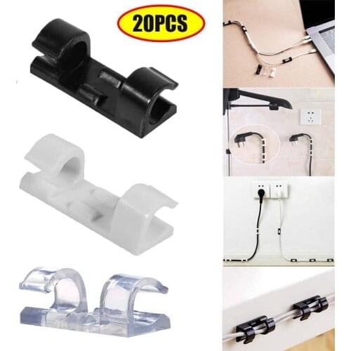 20PCS Self-Adhesive Cable Clips Organizer Drop Wire Holder Cord Management Plastic Clips Ties Fixer Fastener