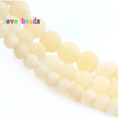 6/8/10/12mm Natural Dull Polished Yellow Jades Round Mihuang Stone Round Beads for Jewelry Making DIY Bracelet 15" Strand