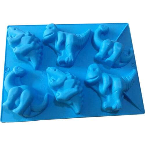 6 Cavity 3D Dinosaur Silicone Soap Mold Cake Chocolate Candy Fondant Candle Soap Moulds Jelly Clay Wedding Decoration DIY Baking