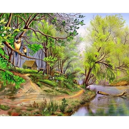 A12181 11CT/14CT/18CT/25CT/28CT oil scenery patterns Counted Cross Stitch DIY Cross Stitch Kits Embroidery Needlework Sets