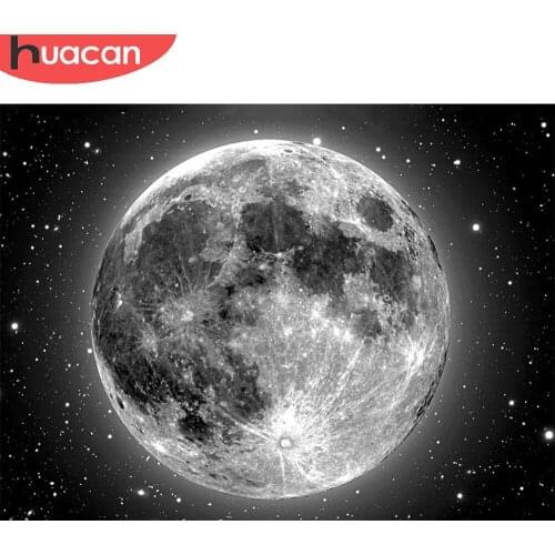 HUACAN Diamond Painting Embroidery Black White Planet Scenery Full Square/round Diamond Mosaic Landscape Home Decor