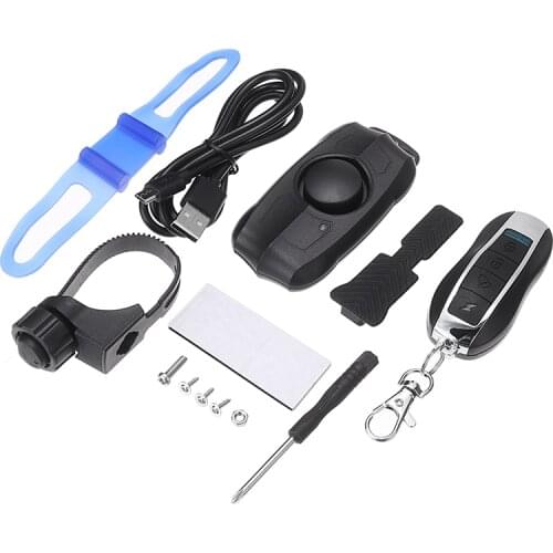 Wireless Anti-theft Alarms Remote Control Alarm Sensor Bicycle E-Bike Horn USB Charging Security Vibration Warning Up to 110dB