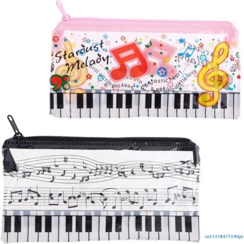 Music Note Piano Keyboard Pencil Case Plastic Transparent Pen Bag Student Gift School Supplies