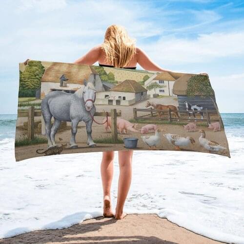 Rustic Retro Farm Farmhouse Animal Bath Towel Microfiber Beach Towel Bathroom Supplies Bath Towels for Adults
