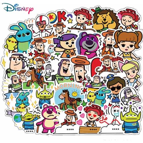 Disney 10/30/50Pcs Toy Story Anime Stickers Waterproof Laptop Skateboard Luggage Snowboard Funny Sticker Cute Girl Boy Kids Toys