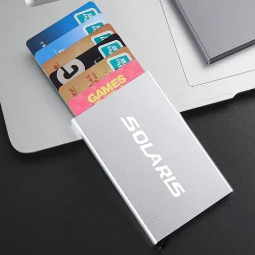 Smart Thin ID Card Case Automatically Metal Bank Card Anti-theft Credit Card Package For Hyundai SOLARIS 2017 2018 2019
