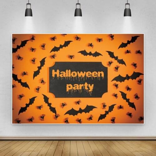 Halloween Masquerade Party Backdrop Poster Black Bat Spider Pattern Treat Or Trick Halloween Eve Night Photography Background