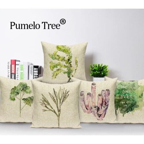 Plant Palm Cushion Cover Green Decorative Pillow Home Custom Pillow Cover Linen Outdoor Cushions Dropshipping Throw Pillows