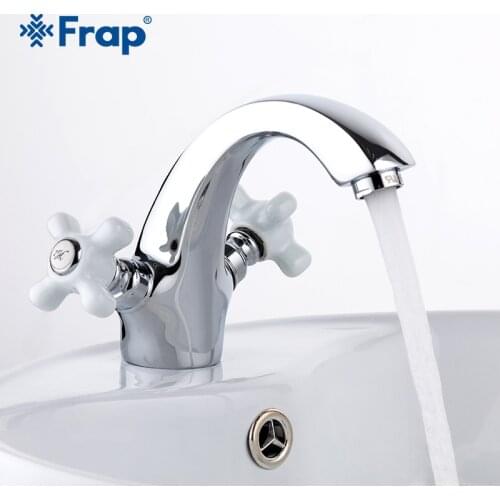 Frap Chromed BrassTwo-handle Restroom wash basin faucet Hot and cold switch isolated taps F1018