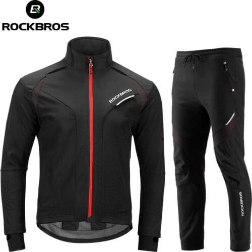 ROCKBROS Long sleeve Cycling Sets Winter Thermal Fleece Jersey Windproof Reflective Jacket Bicycle Sportswear Cycling Clothings