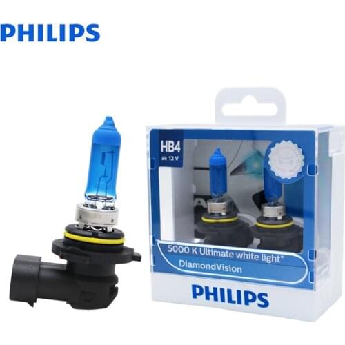 Philips 9006 HB4 12V 55W Diamond Vision 5000K Xenon White Car Halogen Original Headlight Auto Bulb Original Lamp 9006DVS2, Pair