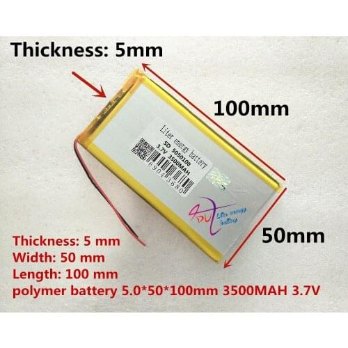 Best battery brand 5050100 3.7V 3500MAH 4750100 (polymer lithium ion battery) Li-ion battery for DIY Mp3 MP4 MP5 GPS