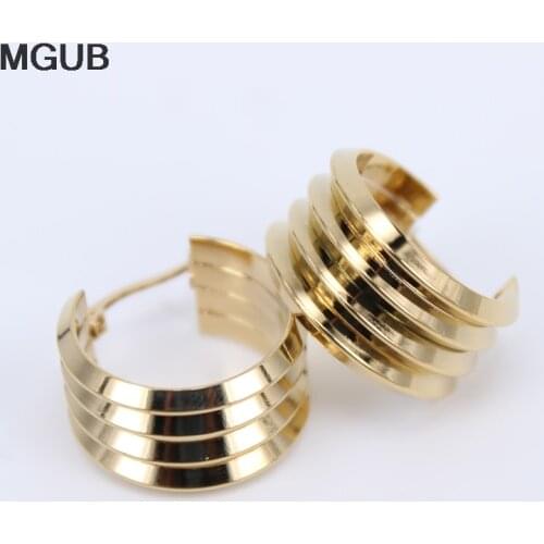 Stainless Steel Fashion Jewelry Smooth Round Hoop Earrings For Women Lady Large Gold Color Hoop Earring Gifts LH734