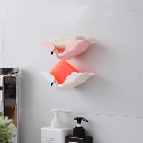 Cartoon Soap Dishes Drain Suction Cup Soap Box Wall-mounted Multifunctional Storage Shelf with Hook Bathroom Accessories