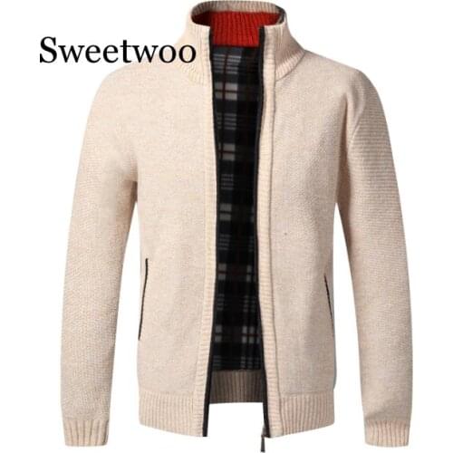 2020 Autumn Winter New Mens Jacket Slim Fit Stand Collar Zipper Jacket Men Solid Cotton Thick Warm Jacket Men