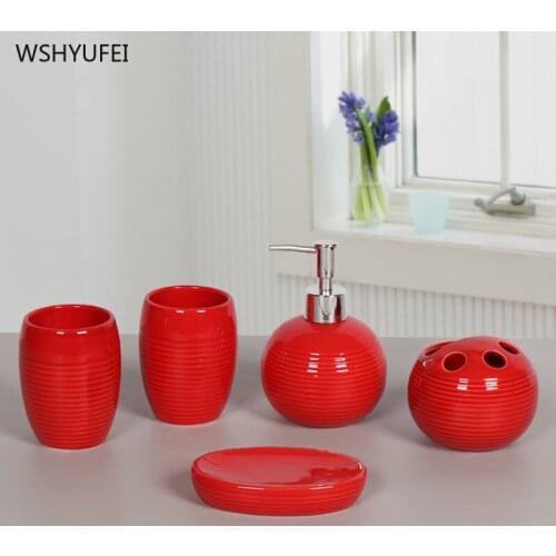 European Style Simplicity Ceramic Five-piece Bathroom Wash Set Portable Home Hotel Bathroom Supplies Ornaments Accessories