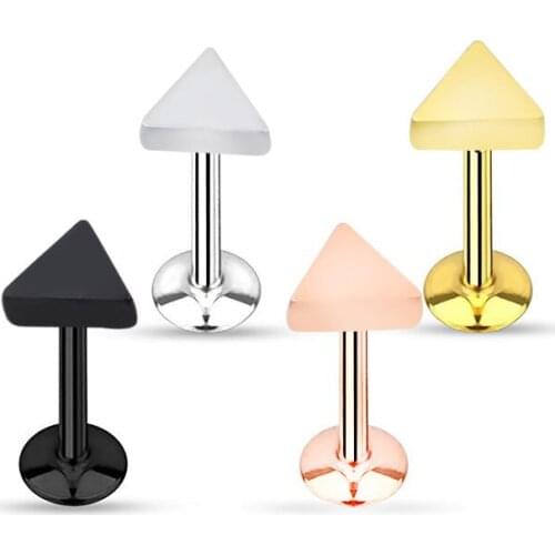 New Product triangle InternallyThread Square Screw Labret Lip Piercing Stud Ring Ear Helix Tragus Cartilage Jewelry