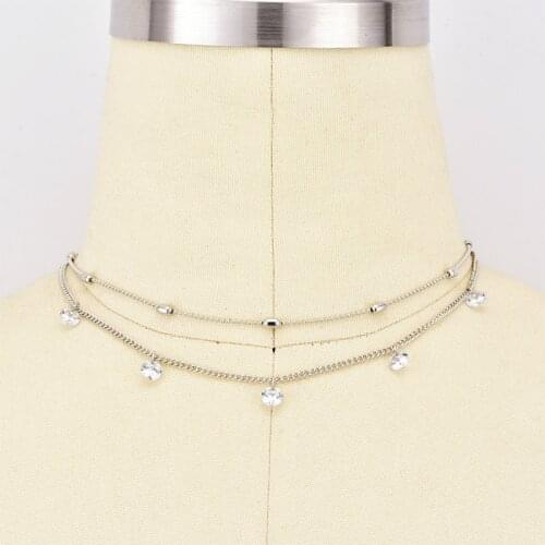 New Necklace Contracted Fashion Necklace Double Beads Crystal Necklace Selling Womens Personality Jewelry Wholesale