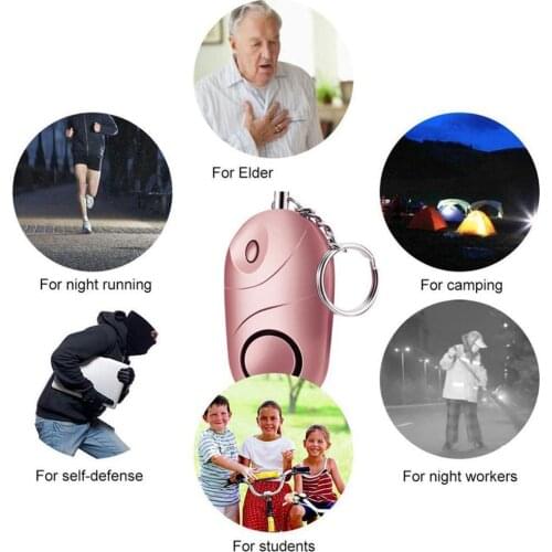 Personal Alarm Safe Sound Emergency Self-Defense Security LED Anti Alarm Girls Keychain Tool For Women Kids Attack Flashlig Q7E4