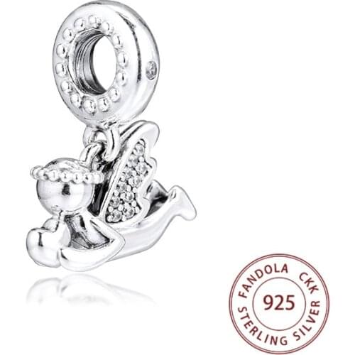Fits Original Pandora 925 Silver Charms Bracelet DIY Angel of Love Dangle Sterling Beads for Jewelry Making Kralen Bijoux