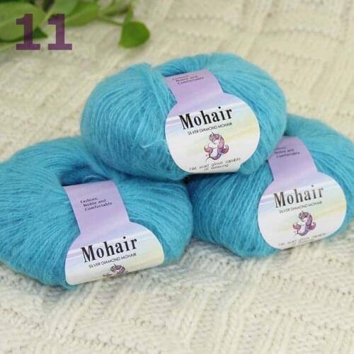 Sale New 3BallsX25g Luxury Soft Mohair Warm Wrap Shawl Hand Knit Crochet Yarn 291-11 Aqua