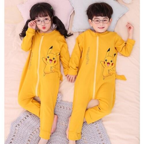 Pokemen Blanket Sleepers Spring Autumn New Children Pajamas Cartoon Sleeping Bag For Boys Home Wear Kids Clothing Pure Cotton
