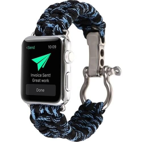 Clasp Sport Braided Band for Apple Watch 44mm 42mm 38mm 40mm Survival Outdoor Bracelet for Apple Series 6 5 4 3 SE Nylon Rope