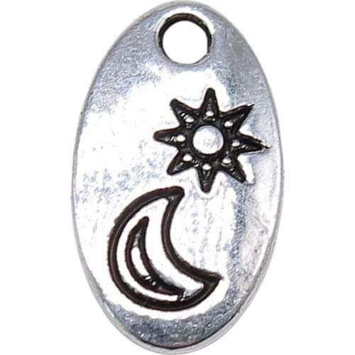 WYSIWYG 20pcs 15x9mm Charms Moon And Sun Antique Silver Color Metal Alloy Jewelry DIY Accessories