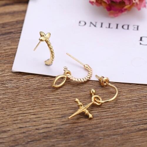 YC-UPGO New Boho Vintage Geometric Earrings For Women Fashion Leaf Cross Pendant Set Earring Set Female Jewelry Wedding Gift
