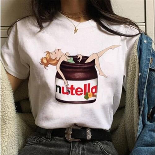 Nutella Kawaii Print T Shirt Women 90s Harajuku Ullzang Fashion T-shirt Graphic Cute Cartoon Tshirt Korean Style Top Tees Female